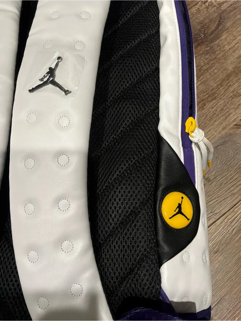 NWT NIKE Air Jordan Retro 13 Backpack White/Purple Lakers One Size 9A1898-P6N